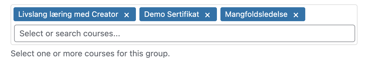 Selected courses showing as tags
