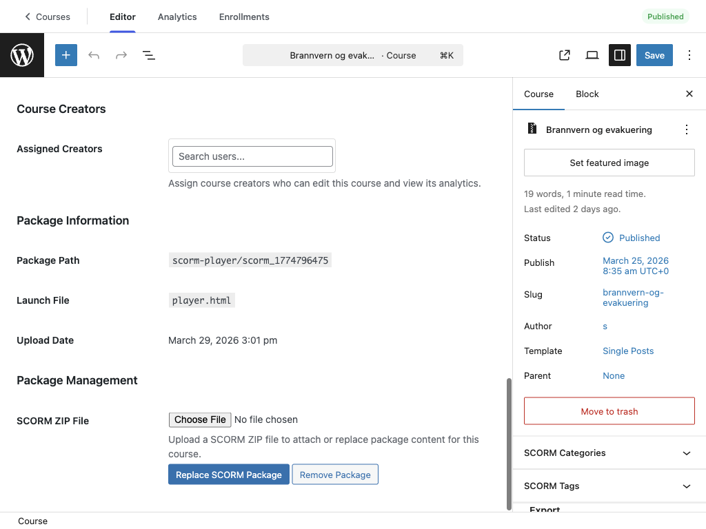 Assigned Course Creators in course editor