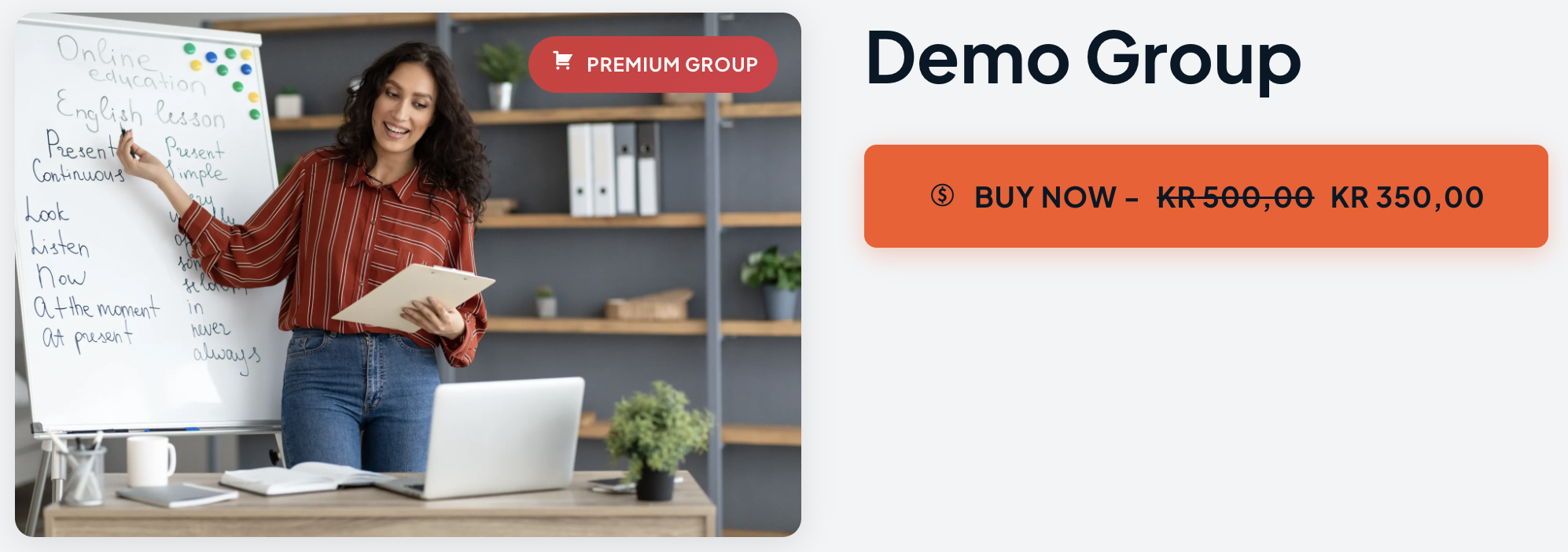 Paid group with Buy Now button