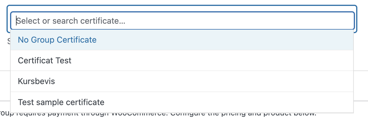 Select group certificate