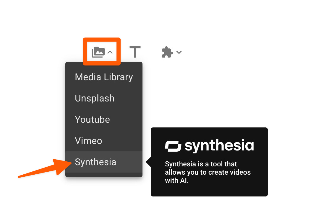 Select Synthesia from the media dropdown menu